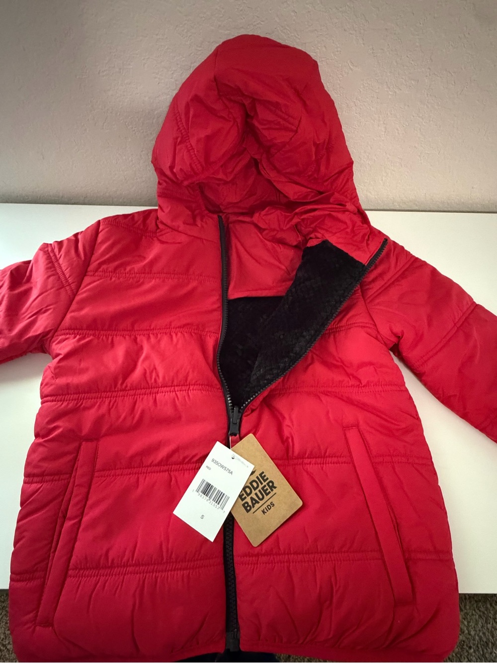 Eddie Bauer Kids Bright Red Hooded Puffer Jacket